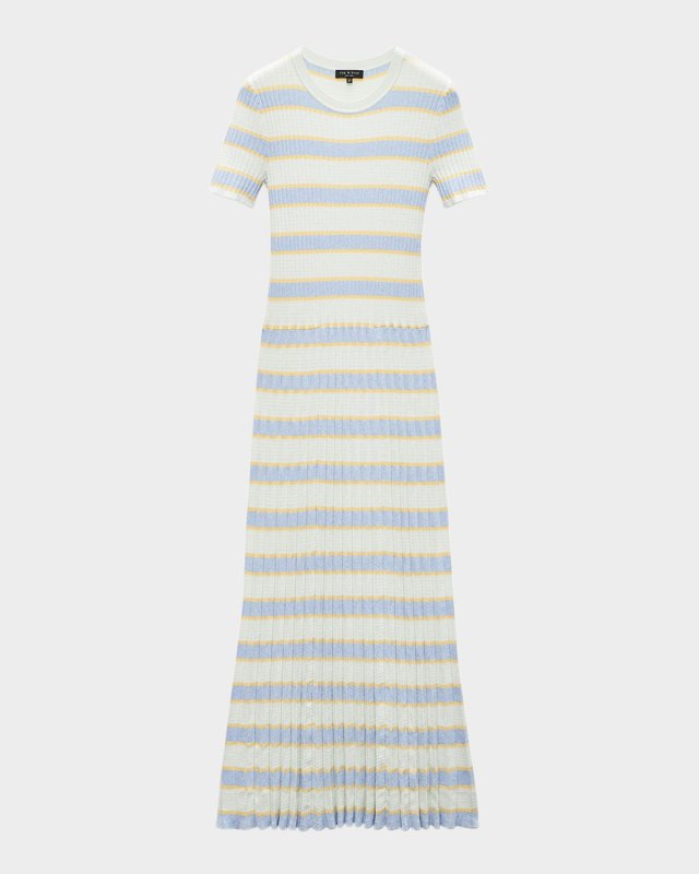 Eloise Stripe Short-Sleeve Maxi Dress
